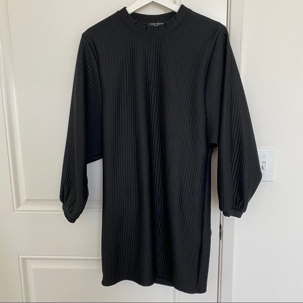 Black puffed long sleeve dress